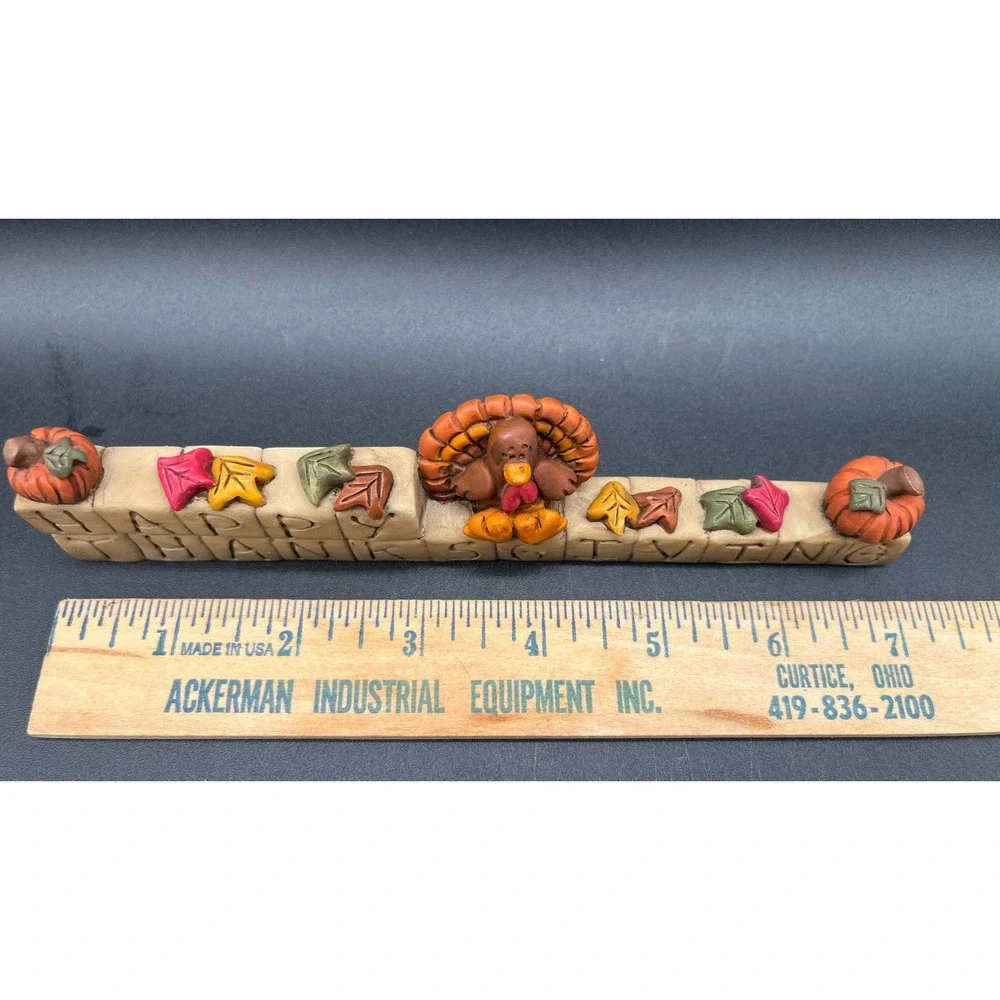 Thanksgiving Decor Set Happy Thanksgiving Block Sign Pilgrim Family Figurine 4